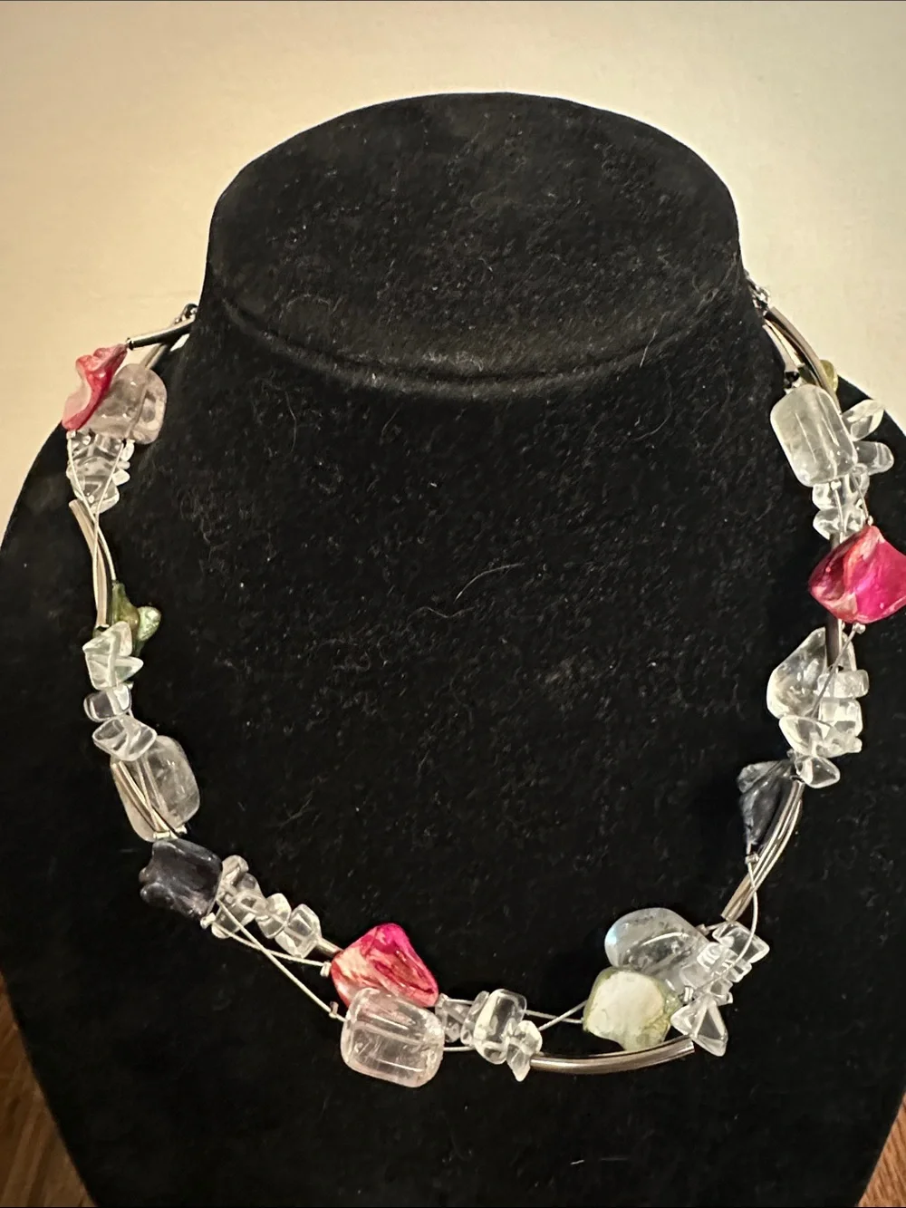 Multi-Stone Pink and Clear Women's Necklace